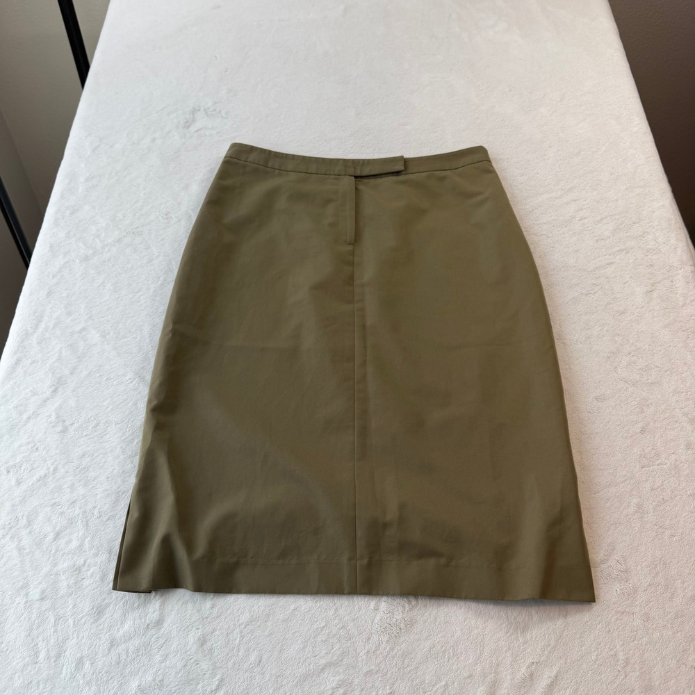 BCBG Nordstrom Pencil Skirt Womens 8 Olive Green Good NOGS 3096 Zip Back